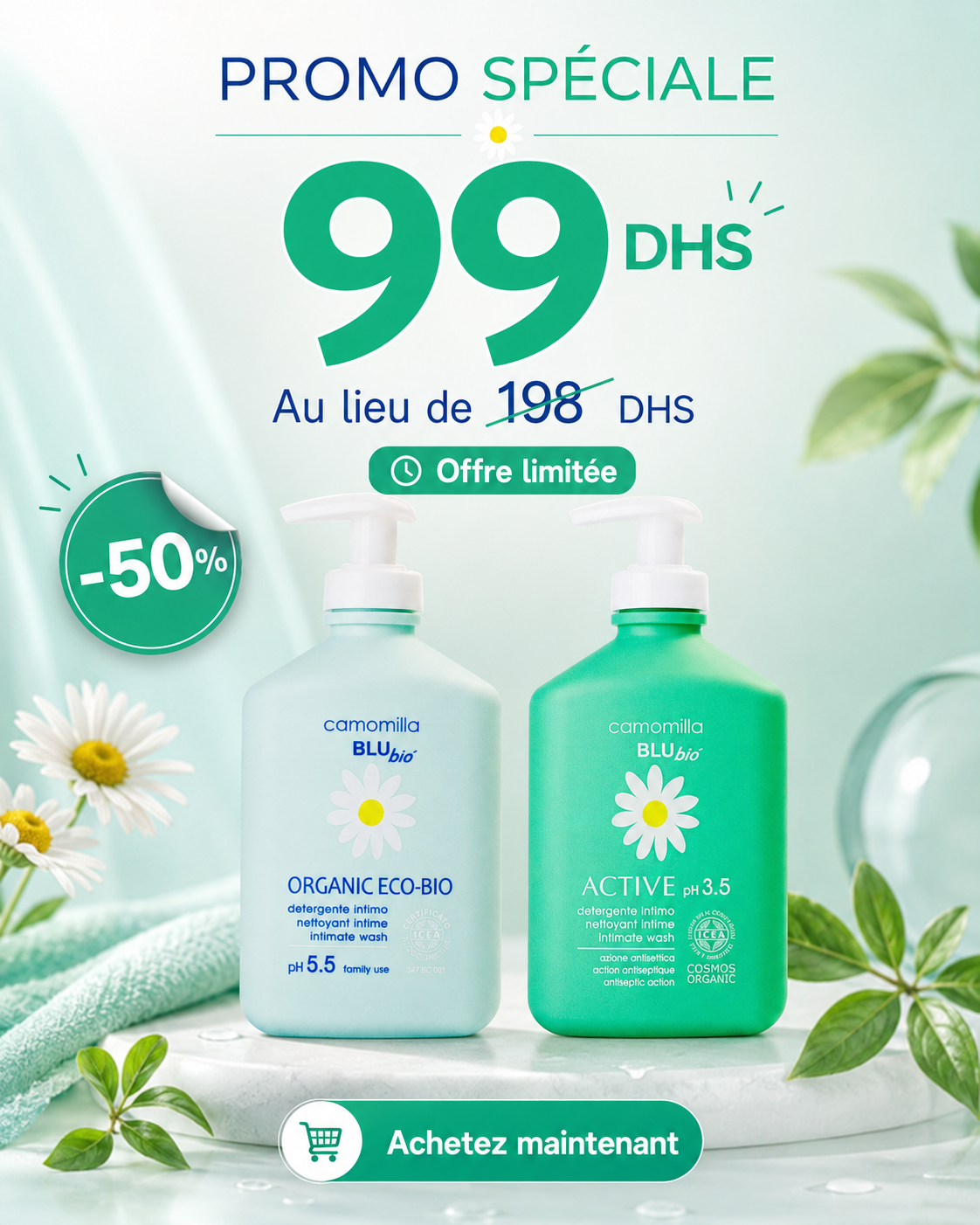 Organic eco bio + active cosmos offert